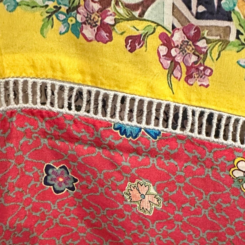 Johnny Was 100% Silk Multicolor Patchwork Short S… - image 6